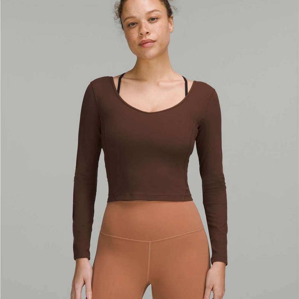 Lululemon Align Long Sleeve Shirt Nulu Java Cropped Top Size 12